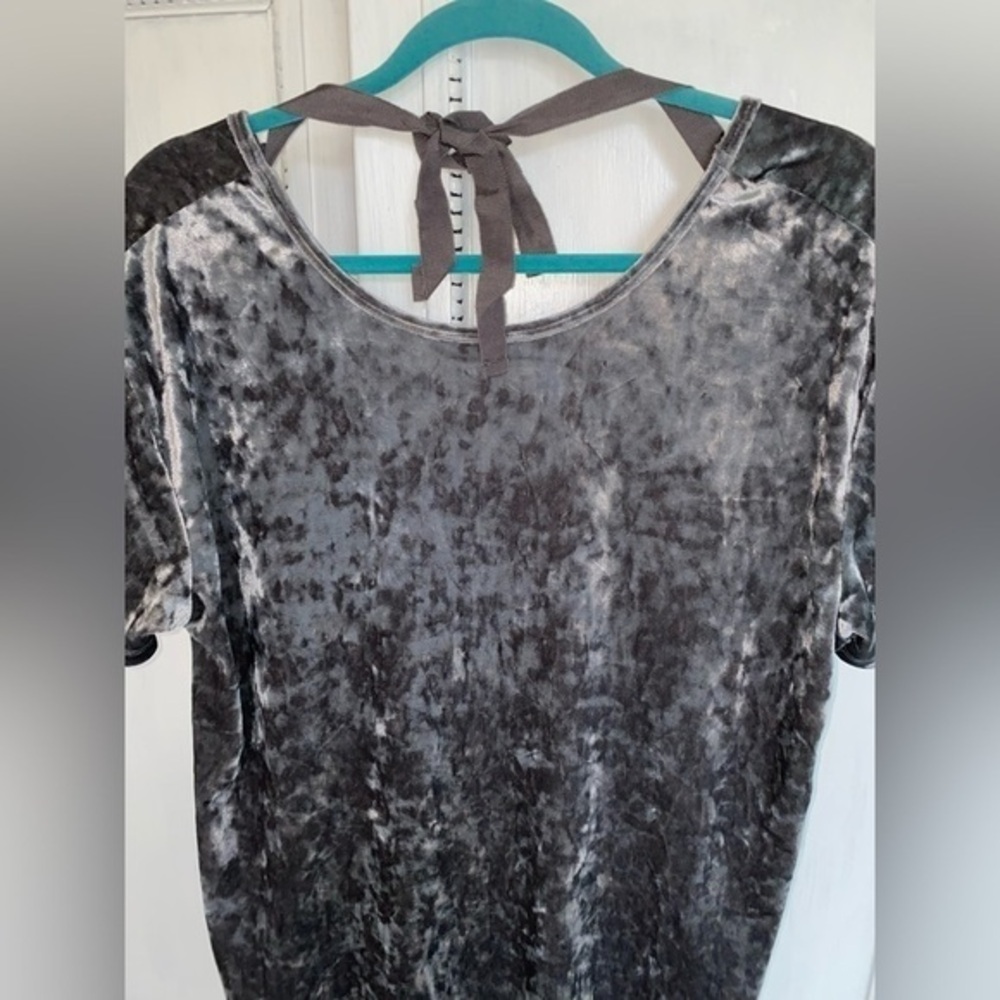 Gray Crushed Velvet Dress Size Small Short Sleeve A Line Dress With Pockets EUC